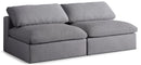 Serene Grey Linen Fabric Deluxe Cloud Modular Armless Sofa