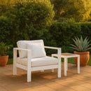 Nizuc White Waterproof Fabric Outdoor Patio Aluminum Arm Chair