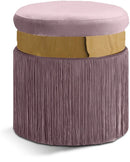 Yasmine Pink Velvet Ottoman/Stool