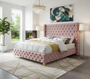 Savan Pink Velvet Full Bed