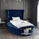 Luxus Navy Velvet Twin Bed (3 Boxes)