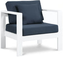 Nizuc Navy Waterproof Fabric Outdoor Patio Aluminum Arm Chair