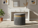 Yasmine Grey Velvet Ottoman/Stool