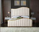 Jolie Cream Velvet Queen Bed (3 Boxes)