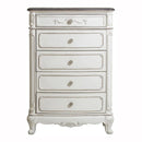 Cinderella 5 Drawer Chest in Antique White with Grey Rub-Through