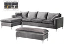 Naomi Grey Velvet 2pc. Reversible Sectional