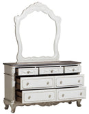 Cinderella 7 Drawer Dresser in Antique White with Grey Rub-Through
