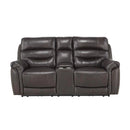 Lance Power Double Reclining Loveseat with Power Headrests in Brown