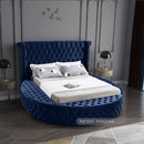 Luxus Navy Velvet Queen Bed (3 Boxes)