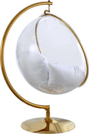 Luna White Fabric Acrylic Swing Bubble Accent Chair (2 Boxes)