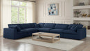 Serene Navy Linen Fabric Deluxe Cloud Modular Sectional
