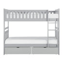 Orion Twin/Twin Bunk Bed with Storage Boxes in Gray B2063-1*T