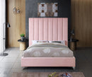Via Pink Velvet Queen Bed
