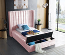 Kiki Pink Velvet Twin Bed (3 Boxes)