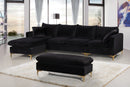 Naomi Black Velvet 2pc. Reversible Sectional