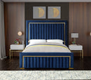 Dolce Navy Velvet Queen Bed (3 Boxes)