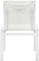 Nizuc White Mesh Waterproof Fabric Outdoor Patio Aluminum Mesh Dining Chair