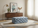 Casey Sky Blue Velvet Ottoman/Bench