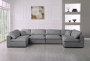 Serene Grey Linen Fabric Deluxe Cloud Modular Sectional
