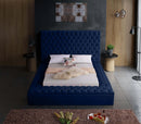 Bliss Navy Velvet Queen Bed (3 Boxes)