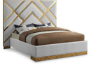 Vector White Faux Leather Queen Bed