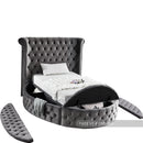 Luxus Grey Velvet Twin Bed (3 Boxes)