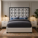 Taj White Velvet King Bed