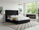 Savan Black Velvet Queen Bed