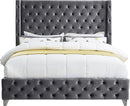 Savan Grey Velvet Queen Bed