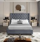 Aiden Grey Velvet Full Bed