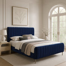 Zara Navy Velvet Queen Bed (3 Boxes)
