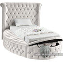 Luxus Cream Velvet Twin Bed (3 Boxes)