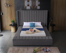 Kiki Grey Velvet King Bed (3 Boxes)