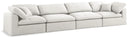Serene Cream Linen Fabric Deluxe Cloud Modular Sofa