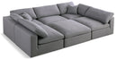 Serene Grey Linen Fabric Deluxe Cloud Modular Sectional