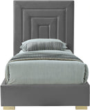 Nora Grey Velvet Twin Bed