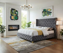 Savan Grey Velvet Queen Bed