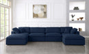 Serene Navy Linen Fabric Deluxe Cloud Modular Sectional