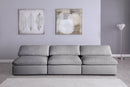 Serene Grey Linen Fabric Deluxe Cloud Modular Armless Sofa