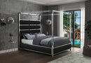 Encore Black Faux Leather King Bed (4 Boxes)