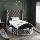 Luxus Grey Velvet Twin Bed (3 Boxes)