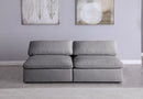 Serene Grey Linen Fabric Deluxe Cloud Modular Armless Sofa