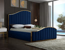 Jolie Navy Velvet King Bed (3 Boxes)