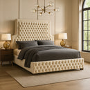 Sedona Cream Velvet Queen Bed