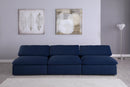 Serene Navy Linen Fabric Deluxe Cloud Modular Armless Sofa