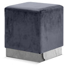 Jax Grey Velvet Ottoman/Stool