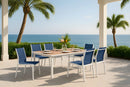 Nizuc Navy Mesh Waterproof Fabric Outdoor Patio Aluminum Mesh Dining Chair