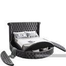 Luxus Grey Velvet Full Bed (3 Boxes)