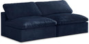 Cozy Navy Velvet Cloud Modular Armless Sofa