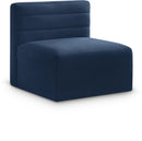 Quincy Navy Velvet Modular Armless Chair